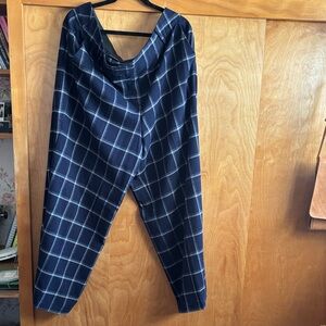 Lane Bryant Navy Blue Plaid Wide Leg Trouser Pants